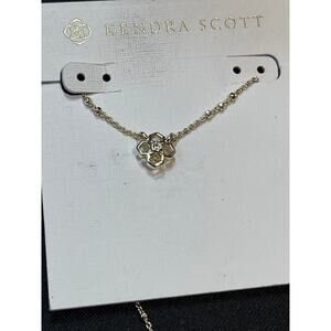 Kendra Scott Gold Tone Clover Pendant Necklace with CZ 14”+ 2”